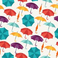 Seamless pattern with cute multicolor flat umbrellas