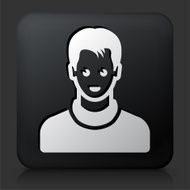 Black Square Button with Female Face Icon N32