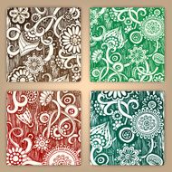 Abstract hand drawn pattern card set N2