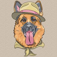 vector funny cartoon hipster dog German shepherd