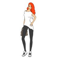 Pretty redhead street style fashion girl Vector illustration