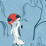 vector background with a japan girl N3