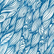 Blue hair waves doodle seamless pattern