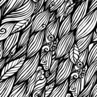 Black and white doodle ink hair waves seamless pattern N2