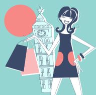 London shopping girl- retro style