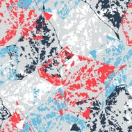 Grunge pattern with leaves on gray background