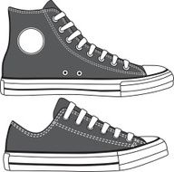 Set of high and low sneakers drawn