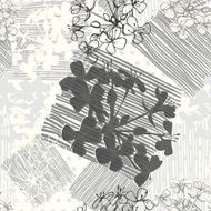Monochrome seamless pattern of abstract flowers Hand-drawn floral background N11