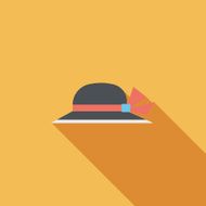 Women hat flat icon with long shadow N63