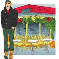 Vector stylish guy in Paris