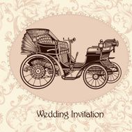 Wedding invitation with vintage seamless vector pattern N2