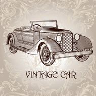 Vintage vector card with retro car