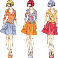 Vector beautiful fashion girls top models N11