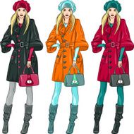 Vector beautiful fashion girls top models N12