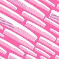Hair comb seamless pattern in pink and white colors