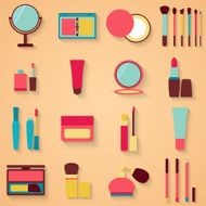 Set of beauty and cosmetics icons Makeup vector illustration