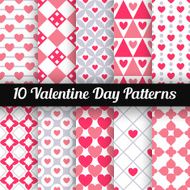 Heart shape vector seamless patterns Pink color