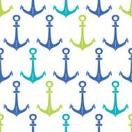 Anchors blue and green seamless pattern backgound