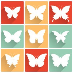 Vector isolated butterflies icons set