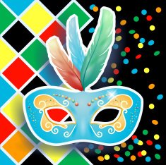 Carnival mask on harlequin background