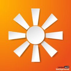 Abstract white paper sun on orange background