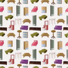 cute cartoon furniture seamless pattern N2
