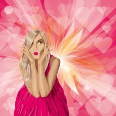 Vector Valentine Card with Girl