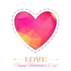 Heart Happy Valentine's Day Card in Polygonal Style N4