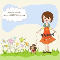 happy girl with cute dog N13