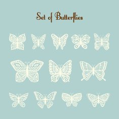 Set of vector silhouette butterflies