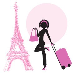 young woman with suitcase in Paris N8