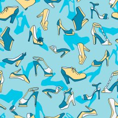 seamless pattern with different women shoes