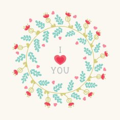 Valentine greeting card with wreath