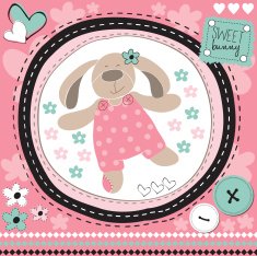 cute bunny with flower vector illustration