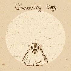 Groundhog Day Vintage hand drawn card