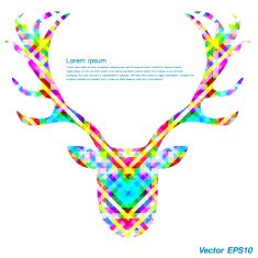 Isolated reindeer colorful abstract