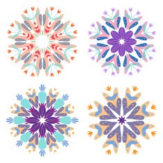Set of four patterns with vegetative elements Vector
