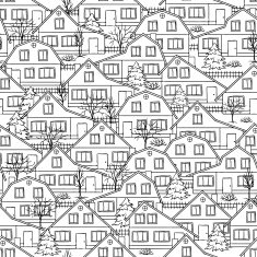 Seamless vector pattern with houses and trees N2