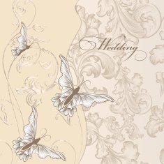 Wedding invitation card with butterflies