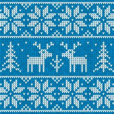 White and blue sweater with deer vector ornament