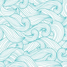 Vector seamless abstract pattern with waves and cloud