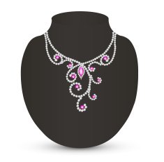 female necklace with pink jewels