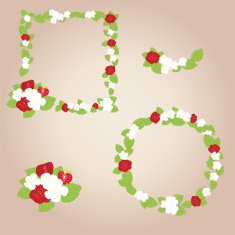frame of flowers and strawberries