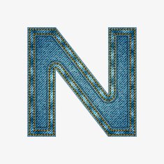 Isolated alphabet made from jeans fabric N2