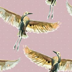 Seamless texture with watercolor birds