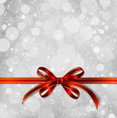 Red bow on a magical Christmas background Vector N3