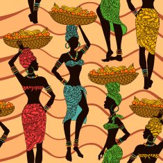 African seamless pattern of street vendors