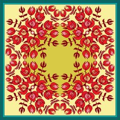 Ornament with red flowers and branches