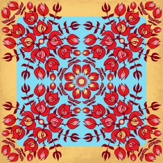 Ornament with red flowers and branches N2