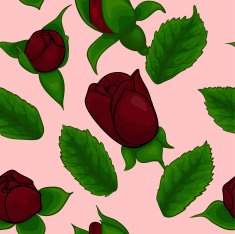 seamless pattern rosebuds rose and leaves